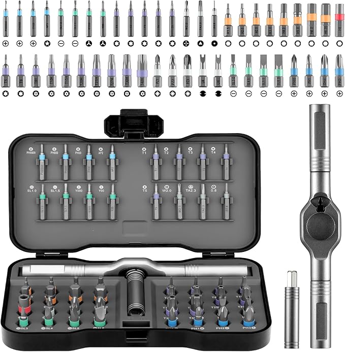 Magnetic Screwdriver Set,50 In 1 Ratchet Screwdriver Kit,Precision Screw Drive Torx Bit with Handle,Multi Tool Gift for Glasses Repair,Watch,Tech Lovers,Bike,Electronics,Home,Phone,Computer,Laptop,Diy