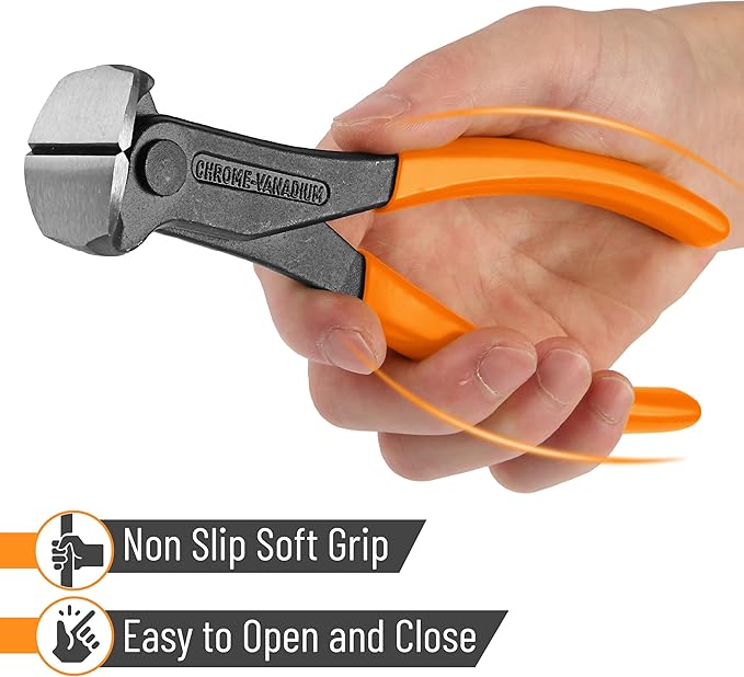 Bates- Nail Puller, 7 Inch, Orange, Nail Remover Tool, Cutting Pliers, Carpenter Tools, Staple Puller, End Cutting Pliers