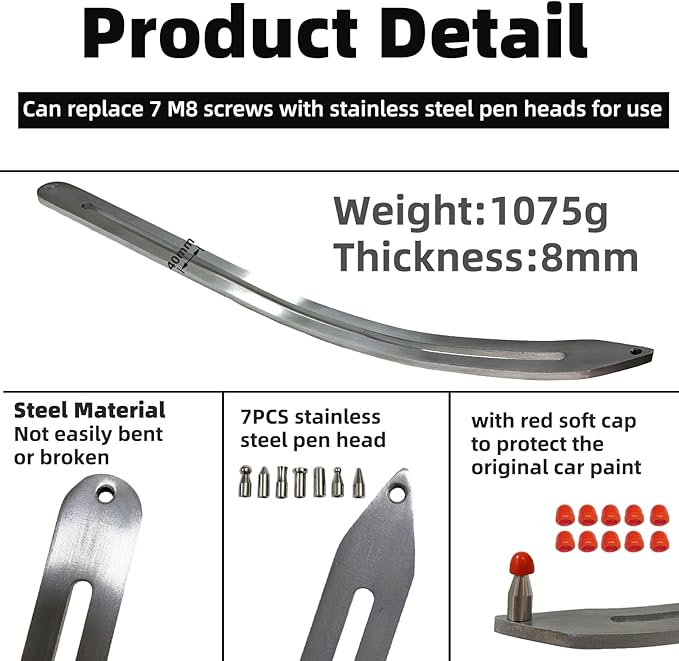 Car Dent Repair Kits,41 pcs Paintless Dent Removal Tools,Auto Body Dent Repair Tool Kit,with Big Curved Rod,Knock Down Pen with 7 Stainless Steel Pen Heads,Rubber Hammer and More.