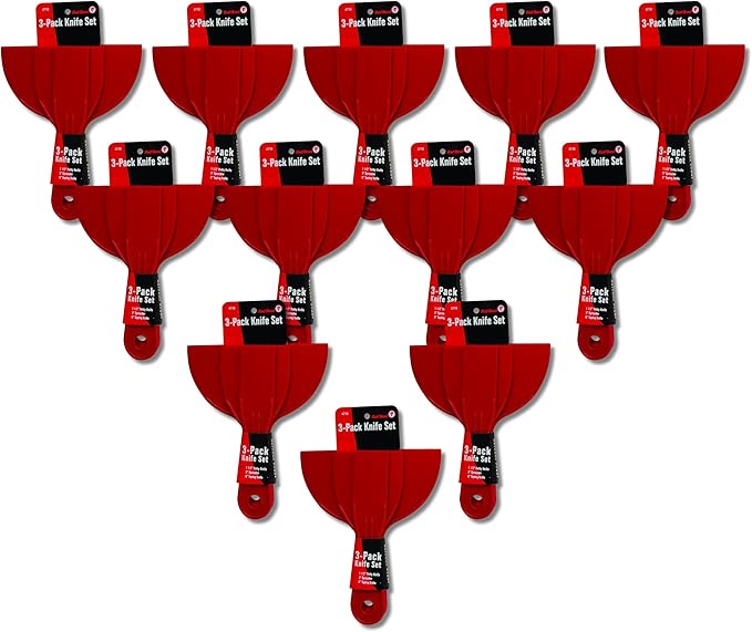 Red Devil 4718 3-Piece Plastic Knife Set, (Pack of 12)