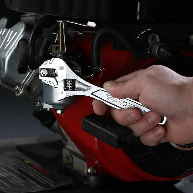 WORKPRO 2-piece Adjustable Wrench Set, 6-Inch & 10-Inch Black Oxide Wrenches, Cr-V Steel, Wide Jaw Wrench with Metric & SAE Scale, good for Home, Garage, Workshop