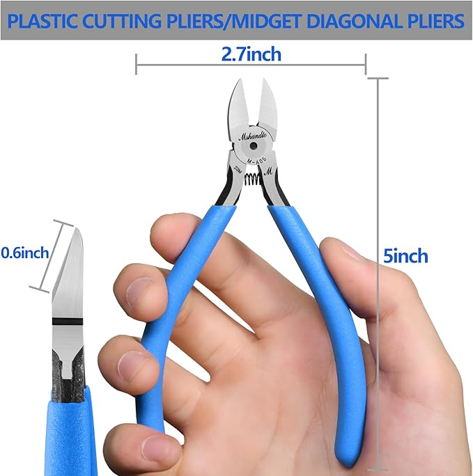Wire Cutters, 5" Flush Cutters for Electronic Component, CR-V Side Cutters for Crafting, Ultra-Sharp Diagonal Cutters, Flush Cut Pliers for Jewelry Making, Plastic, Soft Copper Wire (2Pack)