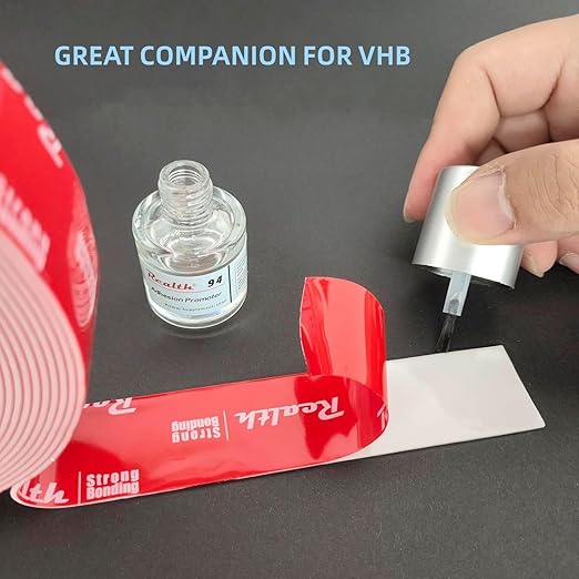94 Adhesion Promoter with Brush Head 10ml 2 Pack, Tape Primer 94 Increase Adhesion for Acrylic Double Sided Mounting Tape