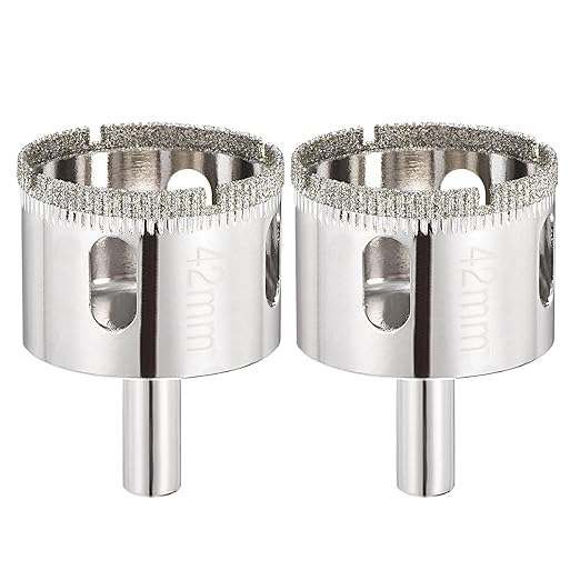 PATIKIL 2pcs 1-21/32" (42mm) Diamond Hole Saw, Glass Diamond Hole Cutters Hollow Core Drill Bits for Fiberglass, Tile, Porcelain, Ceramic