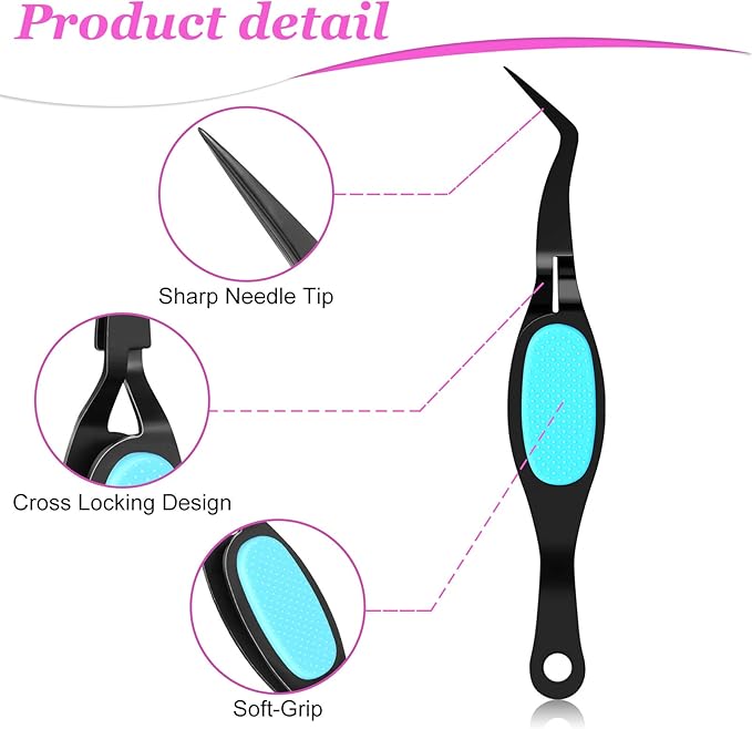 Mudder 3 Pcs Reverse Tweezers Craft Crossing Lock Tweezers Reverse Grip Precision Curved Bent Straight Fine Tip for Craft Jewelry Beading Electronic Laboratory Work(Curved Tip)