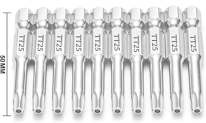 T25 Torx Bits(10-Pack 2 Inch), 1/4 Inch Hex Shank S2 Steel Magnetic Security Tamper Proof star 6 Point Screwdriver bit set