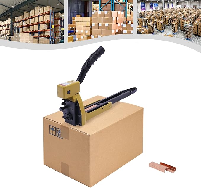CUBELLIN Carton Closing Stapler 50 Staples Capacity Adjustable Depth Manual Packaging Stapler for Corrugated Boxes, Shipping, Packaging (3/4 Inch Staples)
