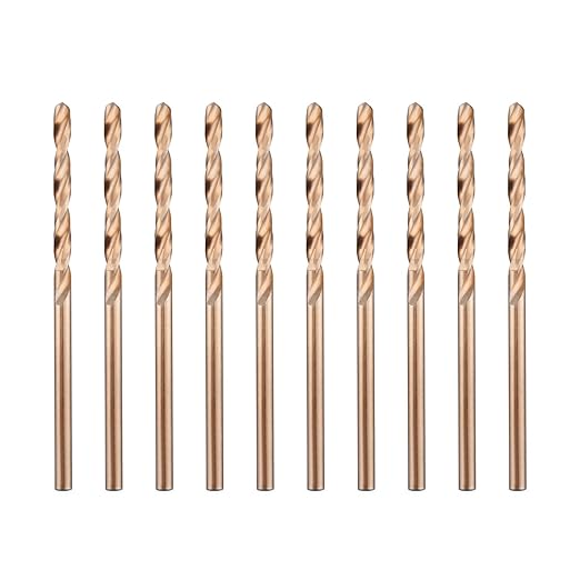 1/8" M35 Cobalt HSS Jobber Length Twist Drill Bit with Straight Shank,Heavy Duty, Pack of 10 PCS, Drilling for Cast Iron, Heat-Treated Steel, Stainless Steel and Other Hard Materials by LU&MN