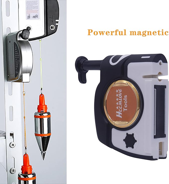 Plumb Bob Magnetic -10.7 oz(305g) Plumb Rite With 14.5 ft(4.5m) String,Sharpener,2 Pencils,Line Reel Used in Construction Can Automatically Stretch the Line and Quickly Stabilize the Plumbob