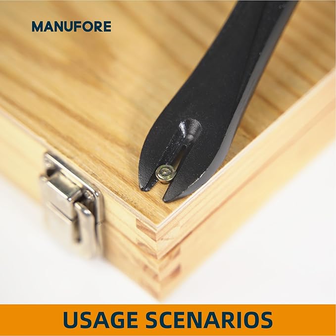 MANUFORE 4pcs Pry Bar Nail Puller Set, 12??Flat Pry Bar, 7.5??Flat Pry Bar, 12??Crow Bar with Hammer, 9??Chisel (Orange)