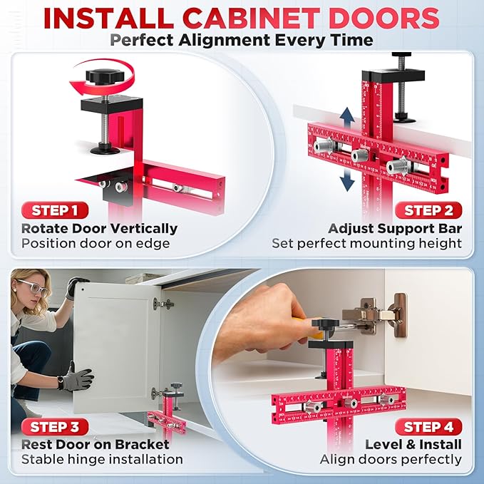 Cabinet Hardware Jig ??Adjustable Drill Guide Template for Knobs & Handles Precision Hole Locator for DIY Cabinet Installation Fits 2.5" to 7.5" Spacing