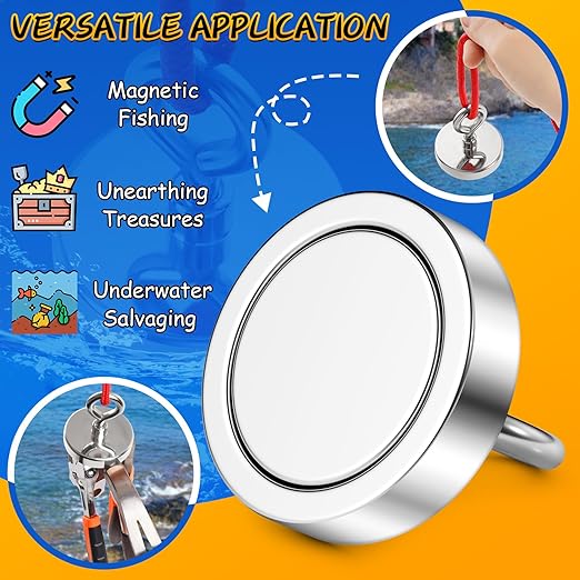 Grtard Fishing Magnets 200 Lbs Pulling Force, Strong Rare Earth Magnet Fishing Magnet Only, Magnetic Fishing, Heavy Duty Security Large Tags Neodymium Magnets for River Fishing, Lifting (1.75")