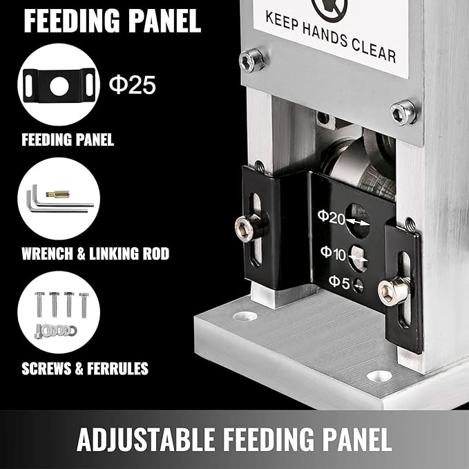 Happybuy Manual Wire Stripping Machine 0.06-0.98 inches, Wire Stripper Machine with Hand Crank Portable, Wire Stripping Tool Aluminum Construction,for Scrap Copper Recycling