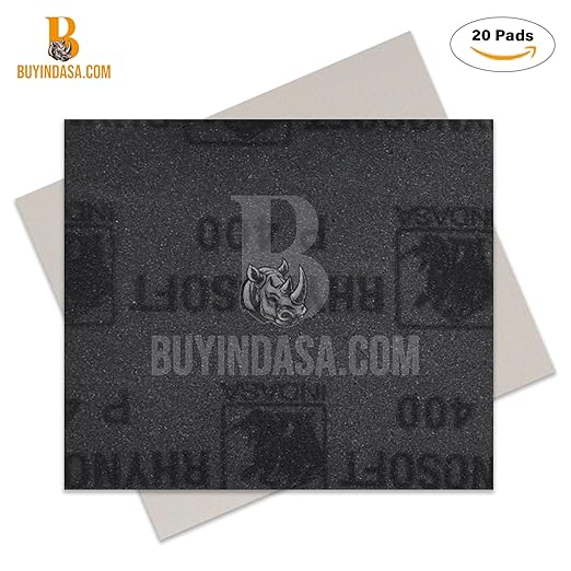 Indasa Rhynosoft Foam Sanding Pads - 4.5" x 5.5",Hook and Loop, 120 Grit, Plusline, Flexible, Tear-Resistant, Ideal for Automotive, Wood, & Finishing (Pack of 20 Pads)