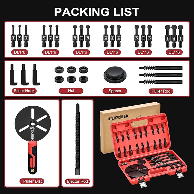 33-in-1 Bearing Puller Kit, Upgraded Heavy-Duty Wheel Bearing Removal Tool & Blind Hole Puller Set with Non-Slip Handle for Automotive, Industrial, Farm Use, Includes Portable Case (33in1-puller)