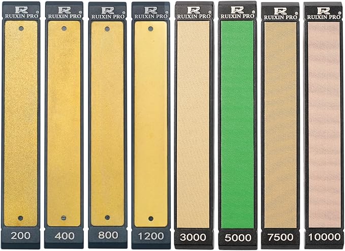 8PCS Diamond Sharpening Stones, #200#400#800#1200#3000#5000#7500#10000 Grit Professional Whetstone Kit for Kitchen Outdoor