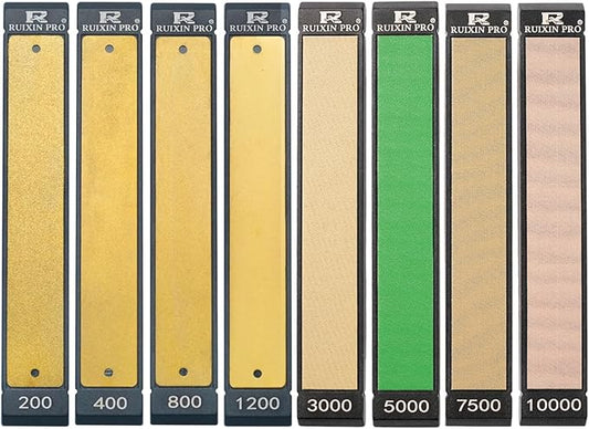 8PCS Diamond Sharpening Stones, #200#400#800#1200#3000#5000#7500#10000 Grit Professional Whetstone Kit for Kitchen Outdoor