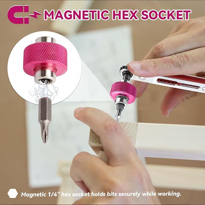 Yakamoz 3Pcs 1/4?쇺?Stubby Screwdriver Set - 2 in 1 Mini Screwdriver with Phillips Slotted Bit and Square Drive Adapter Multi-functional Finger Bit Driver Nut Driver for Tight Spaces (Pink/Blue/Yellow)