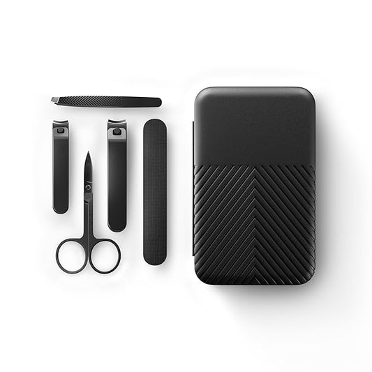 MANSCAPED짰 Shears 3.0, 5-Piece Precision Men?셲 Nail Grooming Travel Kit, Stainless Steel Manicure Set with Fingernail & Toenail Clippers, Nail File, Slant Tip Tweezers, Cuticle Scissors, Travel Case