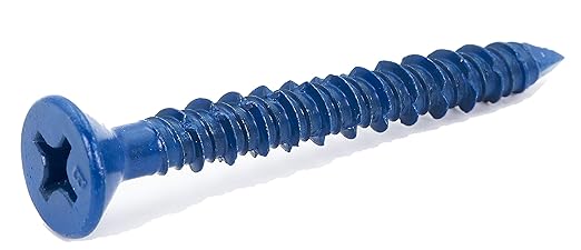 CONFAST 1/4" x 2-1/4" Blue Flat Phillips Concrete Screw Anchor with Drill Bit for Anchoring to Masonry, Block or Brick (100 per Box)