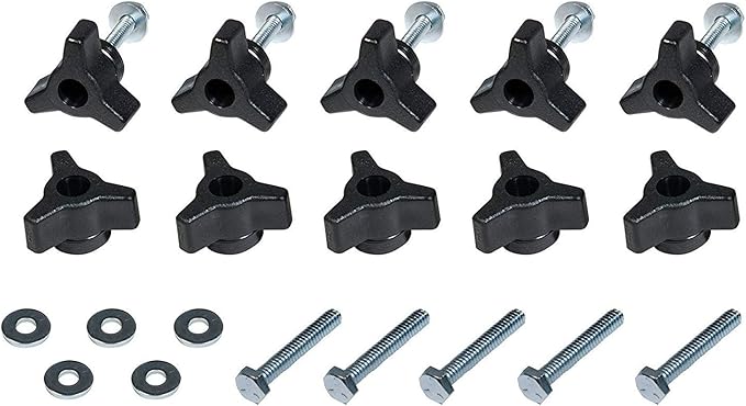 POWERTEC T Track Router Bit & 10 Sets of 1/4" Hex Bolts T-Track Knobs Kit, Tungsten Carbide Tipped T Track Router Bit, 1/4" Shank, 7/16" Dia. for Picture Frames, T Track Accessories (73032)