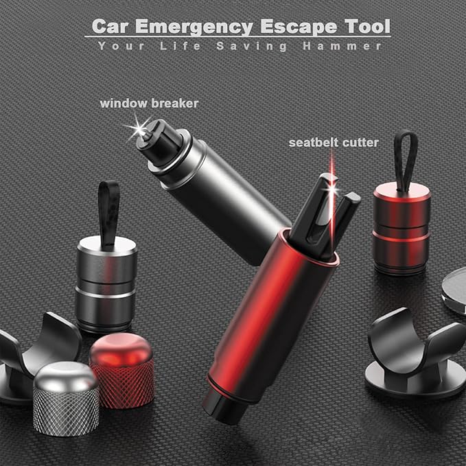 Safe Hammer Glass Breaker Under Water, Car Hammer Seatbelt Cutter Window Breaker Emergency Escape Tool, Safehammer for New Cars (2 * Black)