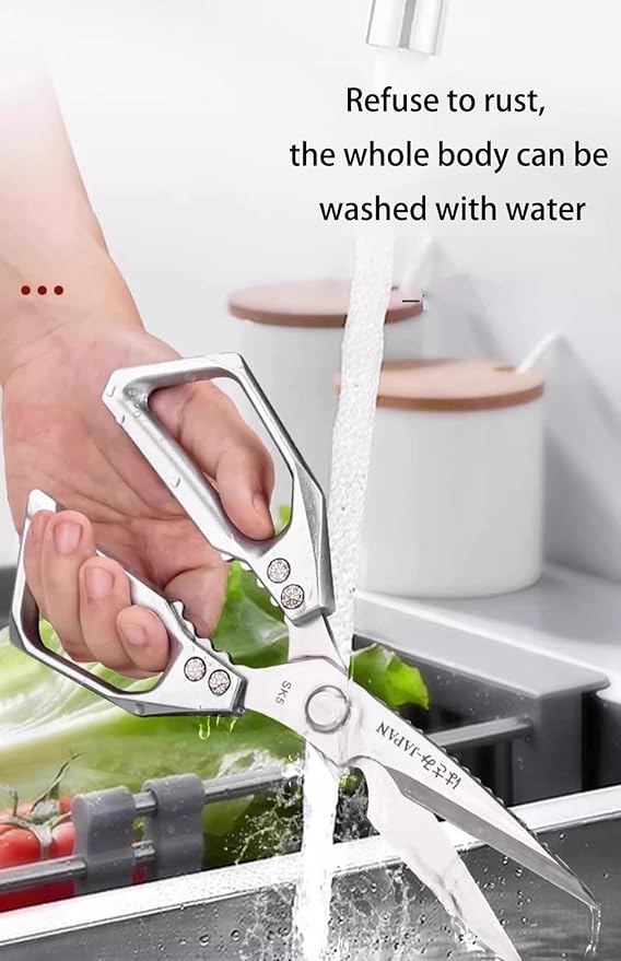 Multi-Purpose Rust Proof Kitchen Shears,Meat Scissors,Dishwasher Safe,Can be Used to Cut Vegetables, Chicken, Steak,Scrape Fish Scales, and Open Bottle Caps, etc(Golden)