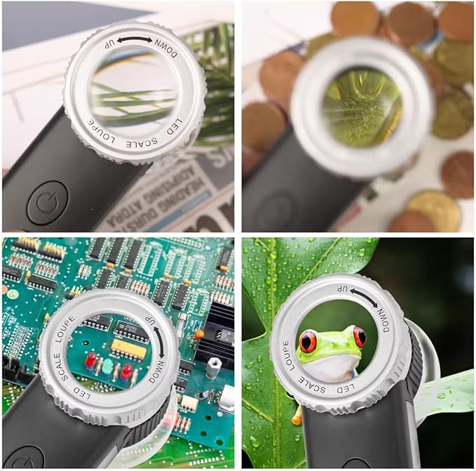 30X Jewelry Loupe with 7 Light, USB Rechargeable Foldable Handheld Magnifying Glass with Jade Appraisal Flashlight for Jewelry Appraisal, Coins, Gemstones