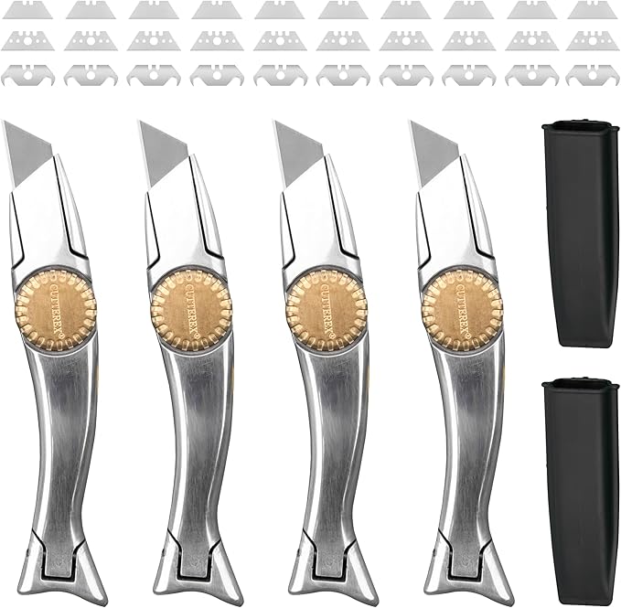Heavy Duty SharkKnife VinylKnife UtilityKnife Roofing Knife Delphin Dolphin Carpet Knife, 4pcs Knives & 30 Blades