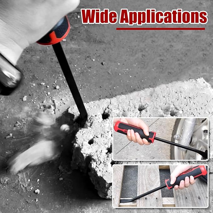 WISEUP 4-Piece Pry Bar Set竊?",12",18",24" Heavy Duty Crowbar with Thicker Strike Caps for Prying竊똃emolition竊똀utomotive Mechanic Hand Tools