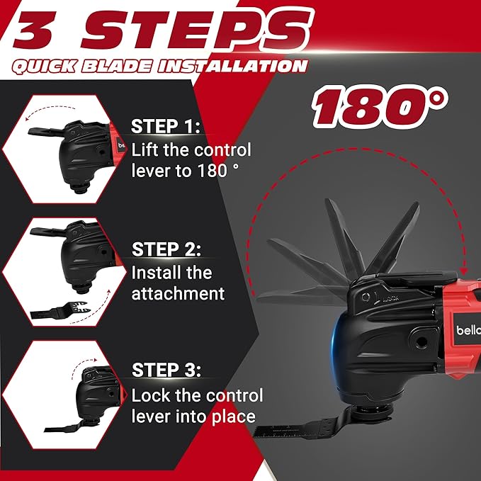 Cordless Oscillating Multi Tool Compatible with Milwaukee 18V Battery(Battery Not Included), Brushless Motor Oscillating Power Tools, 6 Variable Speeds, 23-Piece Kit for Cutting, Sanding, Scraping