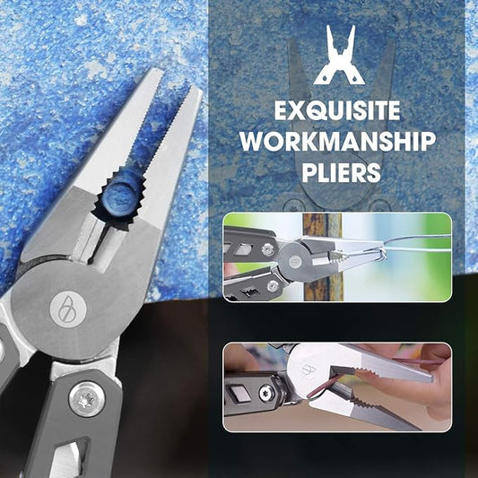 Christmas Gifts for Men Him Dad, BIBURY Multitool with Pocket Knife, 21-in-1 Stainless Steel Pliers with Screwdriver, Safety Locking Multi tools with EDC Knife for Survival, Camping, Fishing, Repair