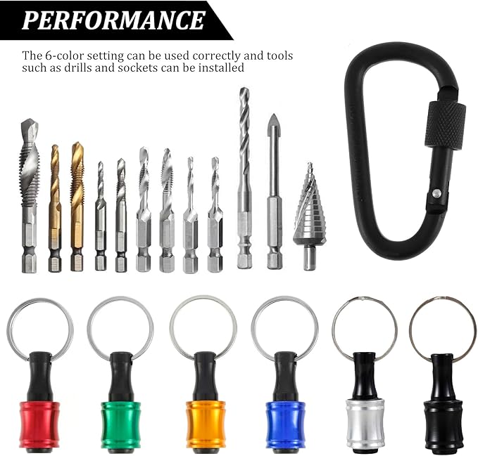 18PCS 1/4 Inch Hex Shank Screwdriver Bits Holder for Impact Driver Drill Bit Keychain Extension Bar, Drill Fast Change Hand-held Bit Holder for Screwdrivers, Flexible Drill Bit Extension Set (18pcs)