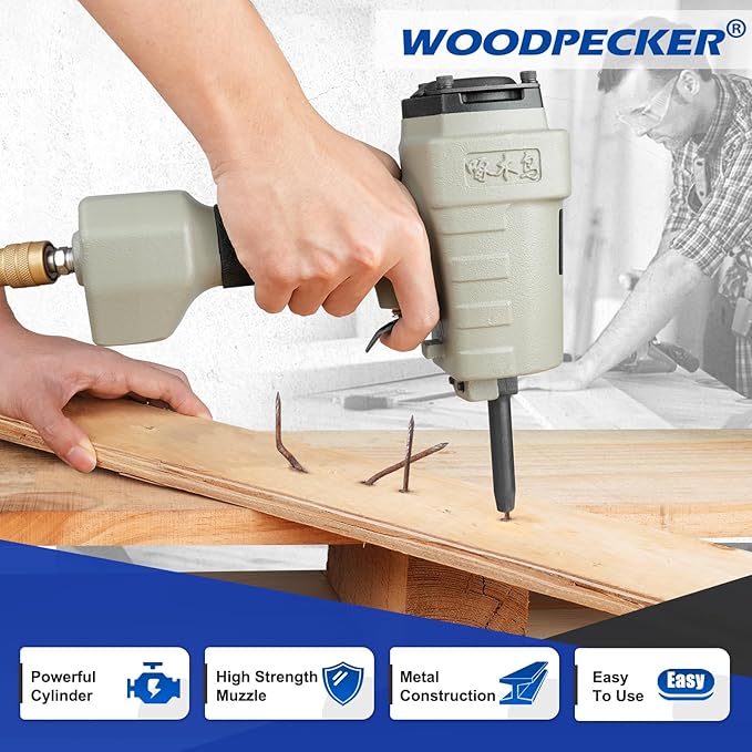 WOODPECKER WTB60 Professional Pneumatic Nail Remover Gun, Air Nails Puller,Nails Puncher for Denailing & Recycling, Pneumatic Nails Puller Removes Nails Range Less Than 0.19'' (5mm)