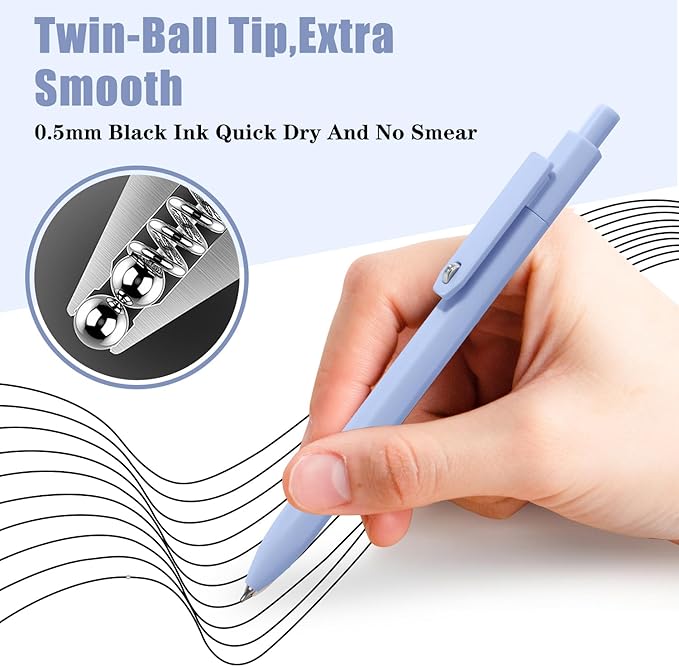 Vitoler Gel Pens,8 pcs 0.5mm Pens,Fine Point Black Ink Pen,Smooth Writing Retractable Pen for Teacher Suppliesd,Cute Office Supplies for Women