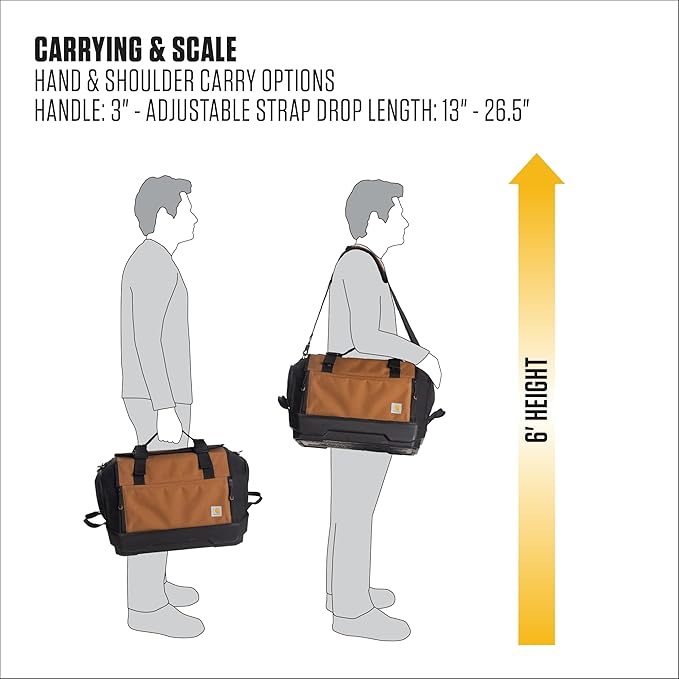 Carhartt Mens Station Tool Bag W/Adjustable Shoulder Straps, Durable, Water-Resistant Tool Organizer, Large Tool Bag