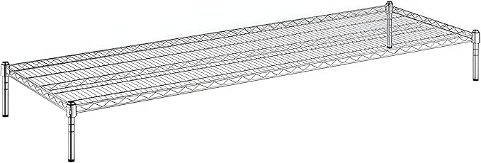 24" x 72" x 8" Chrome Wire Storage Shelf, Dunnage Rack, Commercial 1 Tier Small Shelf