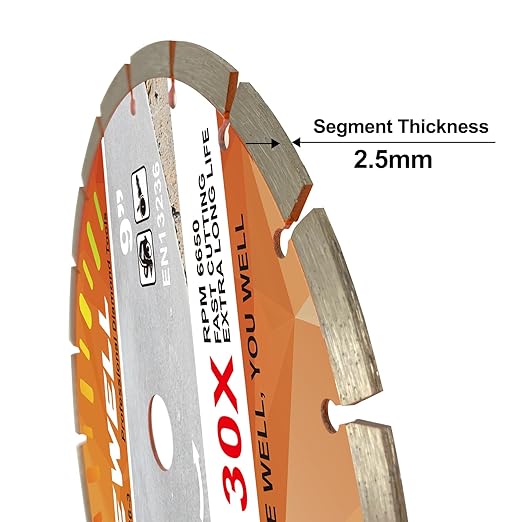 FEWELL 9 Inch Diamond Blade, Segmented General Purpose Blade Dry/Wet Cutting Concrete, Masonry, Brick, Block(1 Pack)