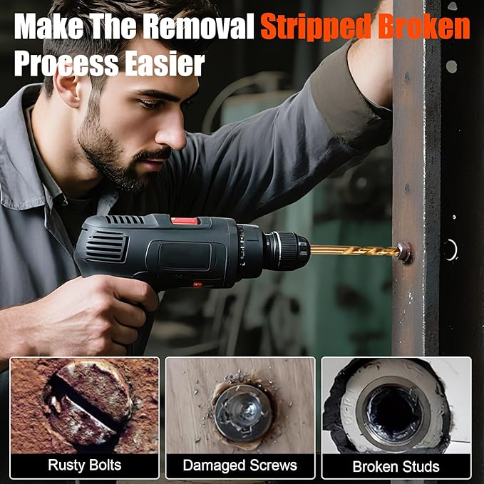 18pcs Screw Extractor Set and Left Hand Drill Bits For Removing Broken Bolt Extractor Kit, Easy Out Screw Extractor Set, Screw Remover Tool With Storage Case, Gifts for Men, Dad and Husband