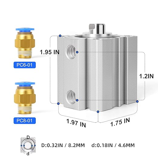 TAILONZ PNEUMATIC 32mm Bore 25mm Stroke Pneumatic Small Thin Cylinder Aluminum Pneumatic Air Cylinder SDA32-25