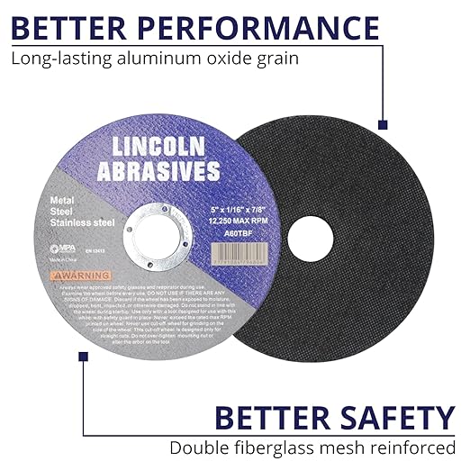 400 Pc 5" x 1/16" x 7/8" Cut-Off Wheels Lincoln Abrasives Metal & Stainless Steel