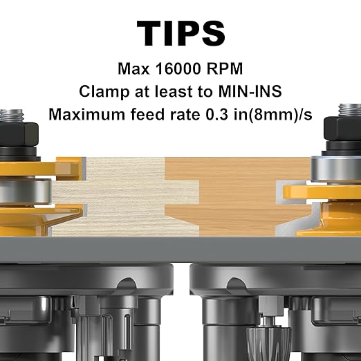 2PCS Bevel Style Rail and Stile Router Bits Set 1/4 Inch Shank, 3/8 Inch Cutting Depth, Up to 7/8 Inch Stock, Kitchen Cabinet Door Frame Shaper Cutters Raise Panel Making Router Bit Set