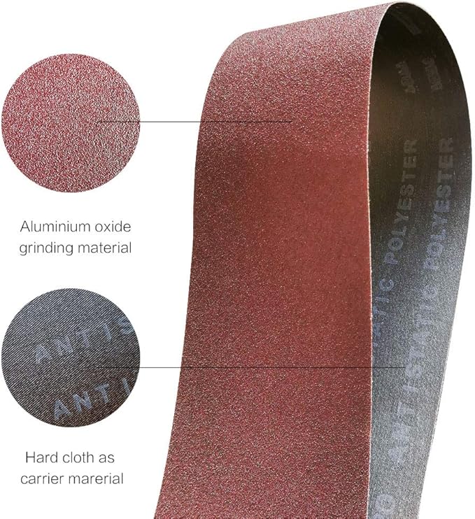 4x24 4 x 24 Sanding Belt Pack 4-Inch x 24-Inch,12 Pcs(4 Each of 80 120 150 Grits) Aluminum Oxide for Sander