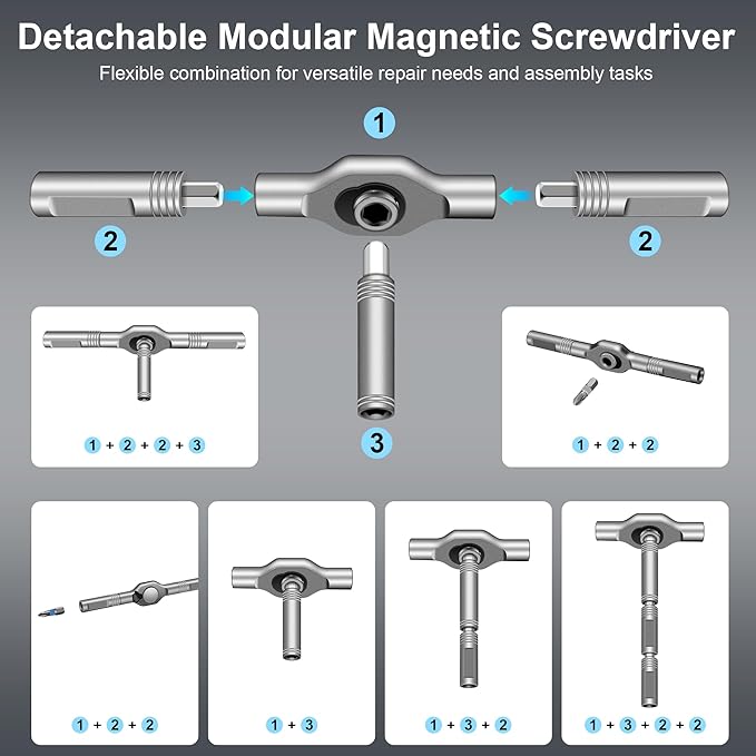 42 in 1 Magnetic Screwdriver, DIY Ratchet Screwdriver Set, Multi Bit Ratcheting Screwdriver Set with Storage Case Repair Tool Kit for Computer Eyeglass Bicycles Watch, Furniture