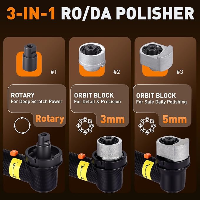 Protmex Mini Buffer Polisher - 12V RO/DA Car Polisher with 8 Variable Speeds - 1.2/1.6/2 Inch Orbital Polisher Machine with 22 Pads - Cordless Mini Polisher for Car Detailing Polishing Waxing, Long