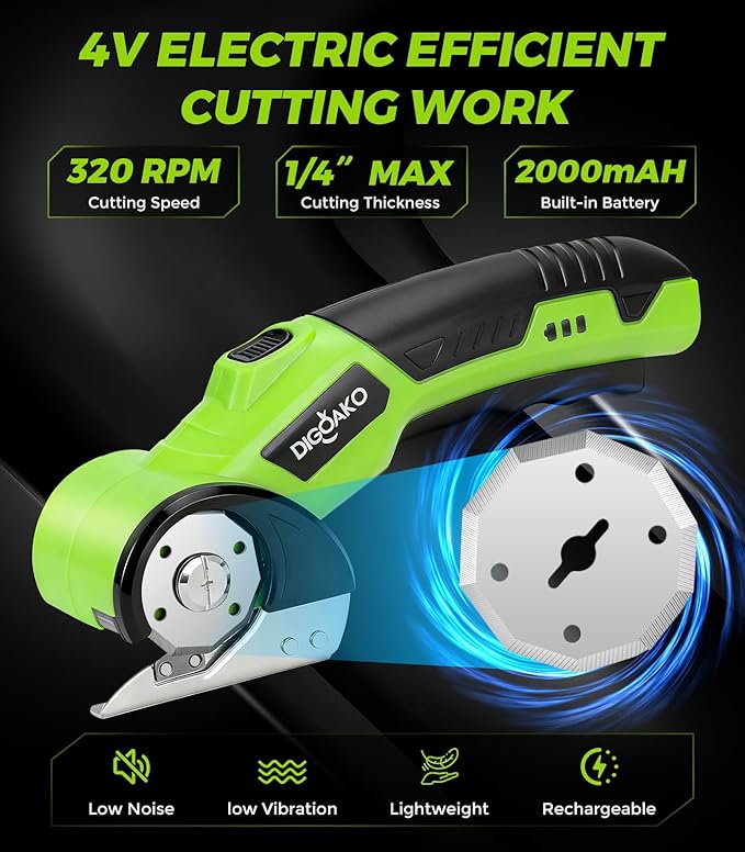 Cardboard Cutter - Rechargeable Cordless Electric Scissors, 4V Duty Electric Box Cutter for Cardboard, Safety Lock & LED Light, Powerful Cutting for Carton Carpet Plastic Fabric Leather