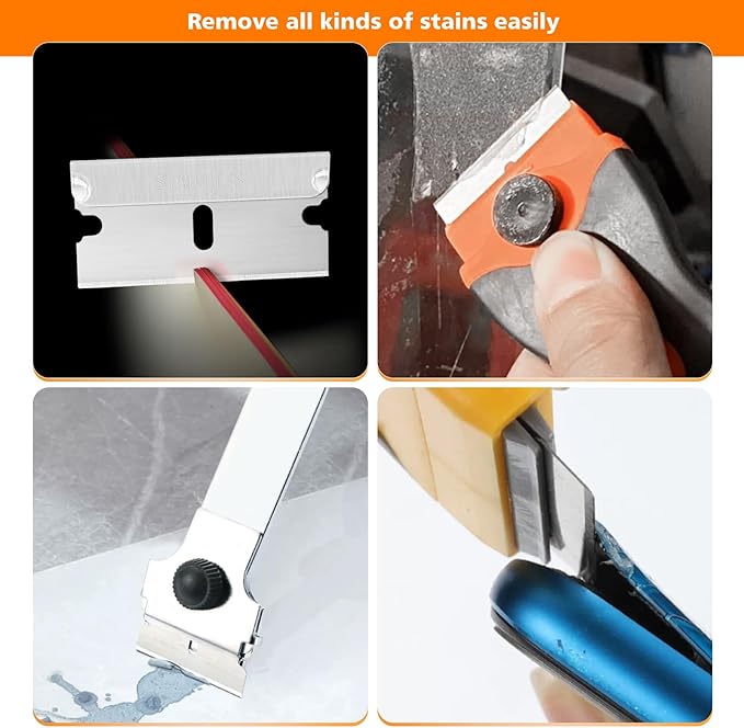 EHDIS 100pcs Razor Blades - Stainless Steel Straight Edge Razor Scraper Blades for Paint Scraper, Box Cutter, Industrial Use