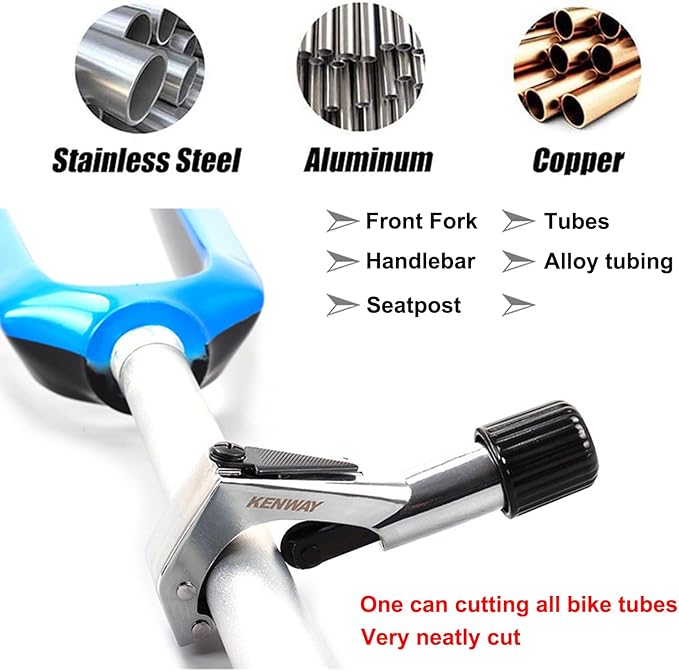 Road Mountain Bike Fork Steerer Seat Post Handlebar Tube Cutter Tool, Bicycle Metal Pipe Cutter Tool with 5pcs Cutter Wheels for Size 1/4"-1-5/8" (6mm-42mm)