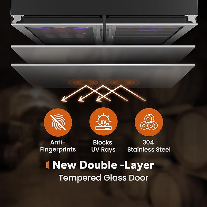 Ca'Lefort 30 Inch Wine and Beverage Refrigerator, 80 Can and 33 Bottle Wine Fridge Dual Zone 36-72째F, 3 LED Beverage Fridge Built in or Freestanding, Perfect for Home/Kitchen(6.00 cu.ft)