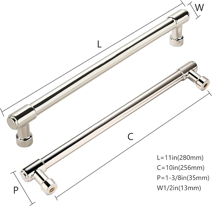 khtumeware 6 Pack Polished Nickel Cabinet Pulls 10 Inch(256mm) Center to Center Kitchen Cabinet Hardware Heavy Duty Handles for Cabinets Pulls for Cabinets Dresser Pulls